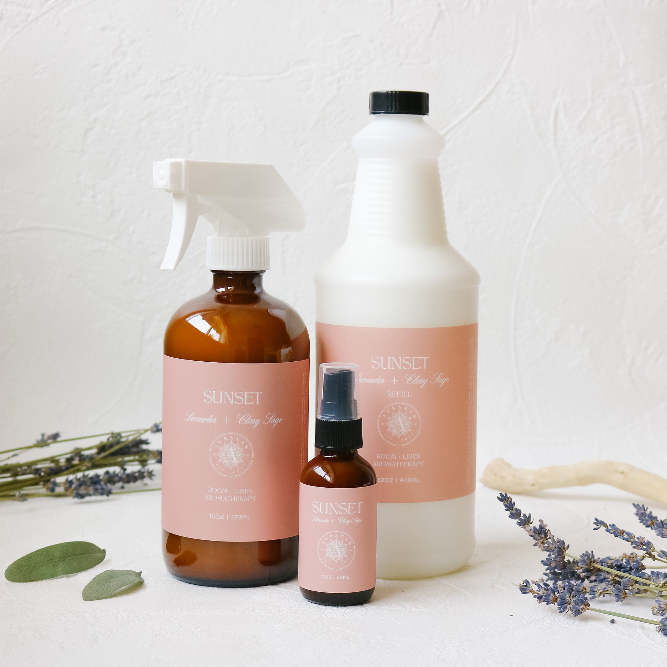 AURATAE Lavender Linen & Room Spray - Sunset Scent | Relaxing Aromatherapy Mist for Bedroom, Pillows & Home | Natural Air Freshener for Stress Relief & Better Sleep