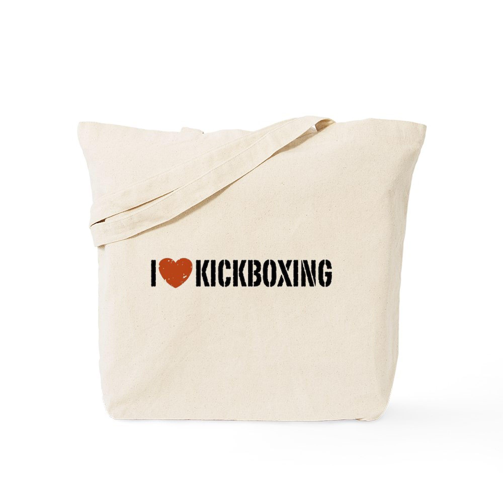 I Love Kickboxing Tote Bag - Natural Canvas Reusable Shopping Bag for Gym, Work & Groceries | CafePress