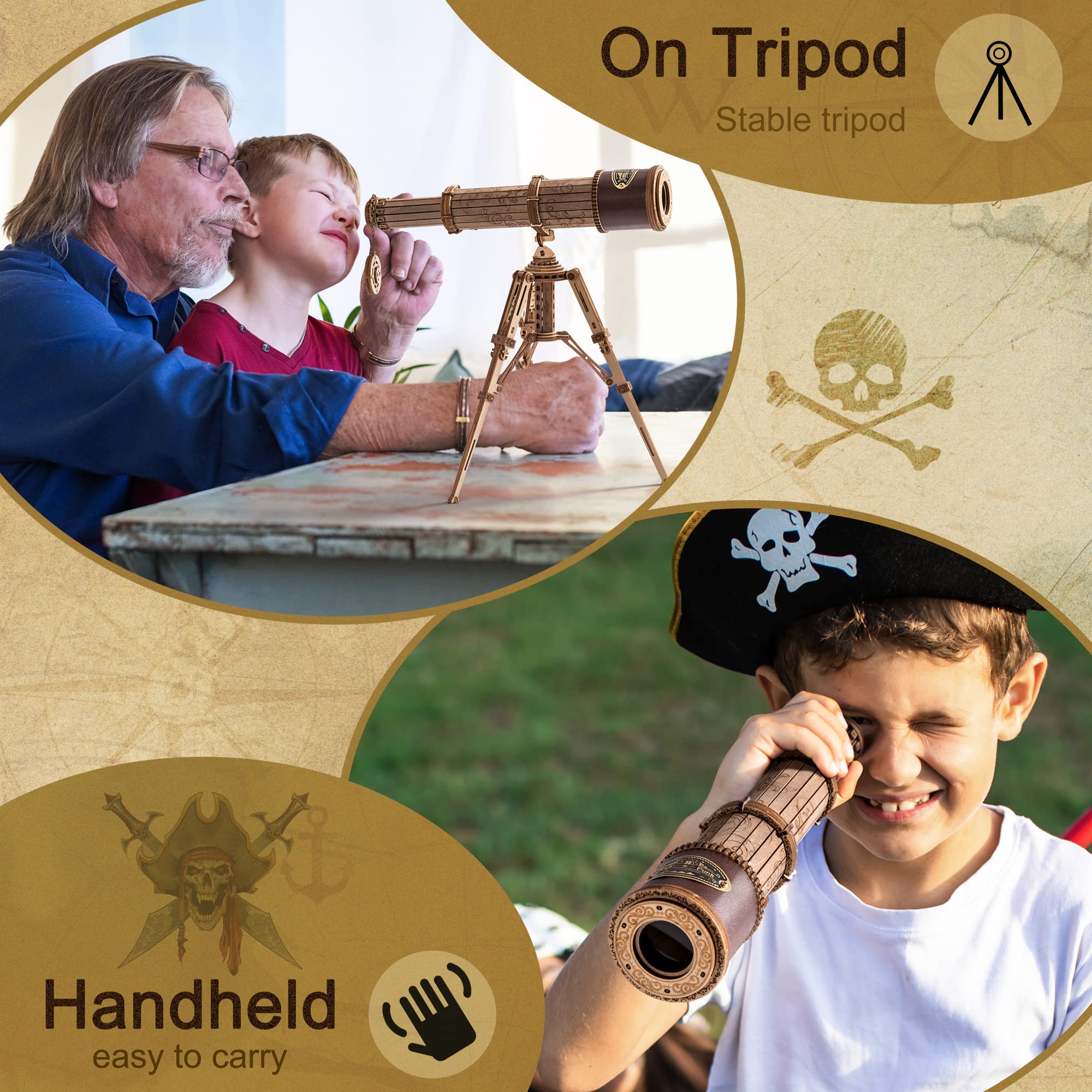 ROKR 3D Wooden Puzzle for Adults & Teens - Adventure Theme Model Building Kit with Launcher, Telescope & Treasure Box - STEM Educational Toy for Boys & Girls - Perfect for DIY Projects, Home Decor & Gift Giving