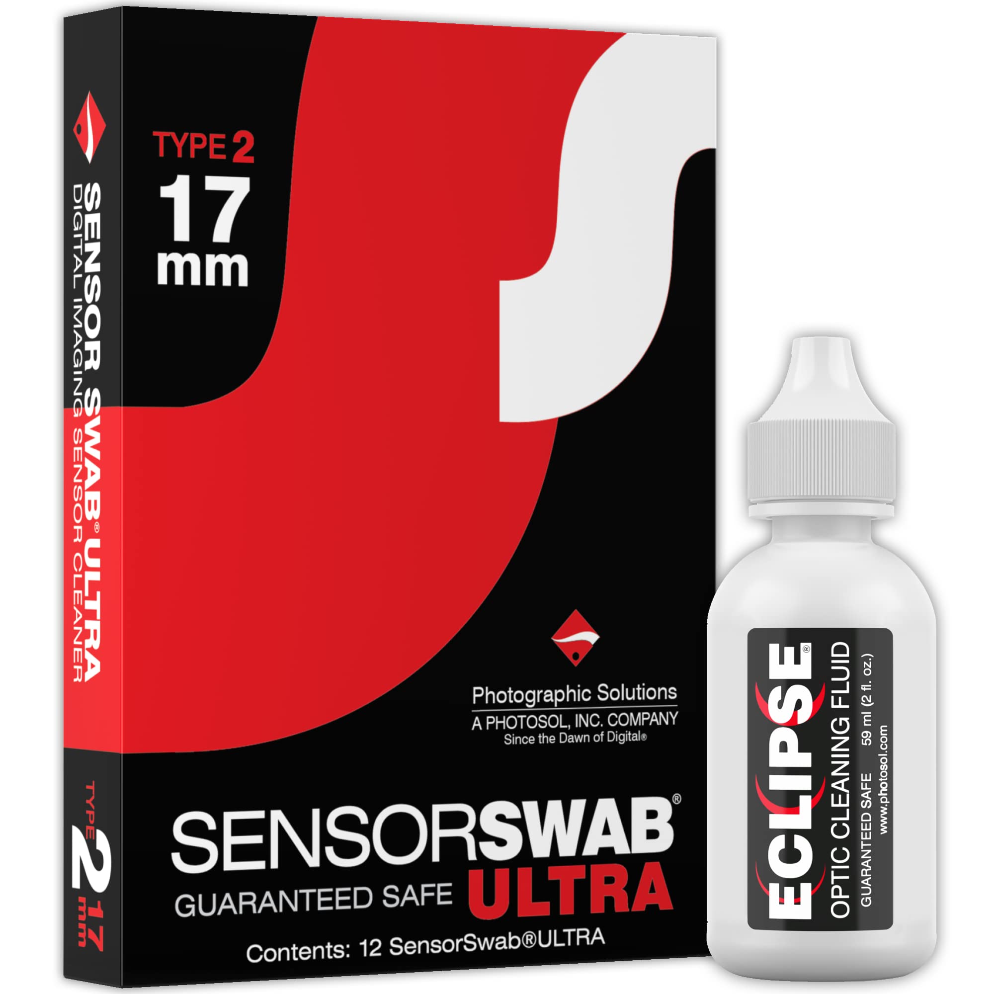 **17mm APS-C Sensor Cleaning Kit - 12 Swabs with Dropper Tip (59ml/2oz) for DSLR & Mirrorless Cameras - Perfect for Eclipse Sensor Cleaning & Dust Removal**    *(Ideal for Professional Photographers & Camera Maintenance at Home or Studio)*
