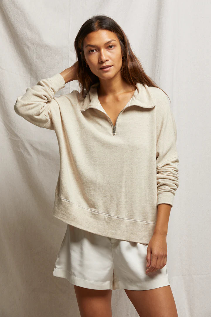 Perfect White T-Shirt for Women - Maren 1/2 Zip Pullover | Casual Wear, Layering & Everyday Outfits