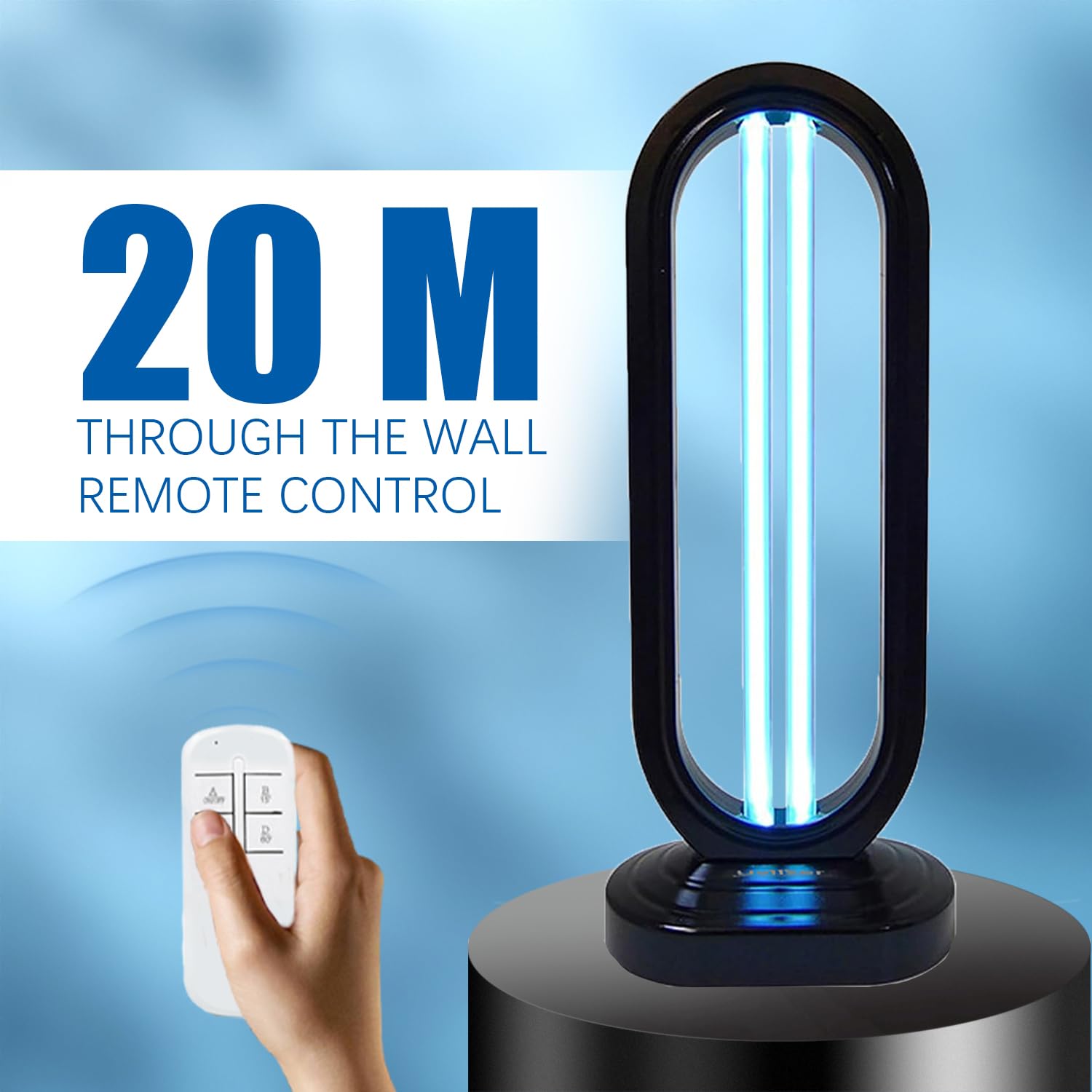 UVLIZER UVO254 Home Disinfection Tower - 60W 110V UV Sanitizer with 3-Speed Timer & Remote Control | Ozone Generator for Basement, Bedroom, Kitchen | Eliminates Germs, Bacteria & Viruses | Ideal for Home, Office & Travel Use