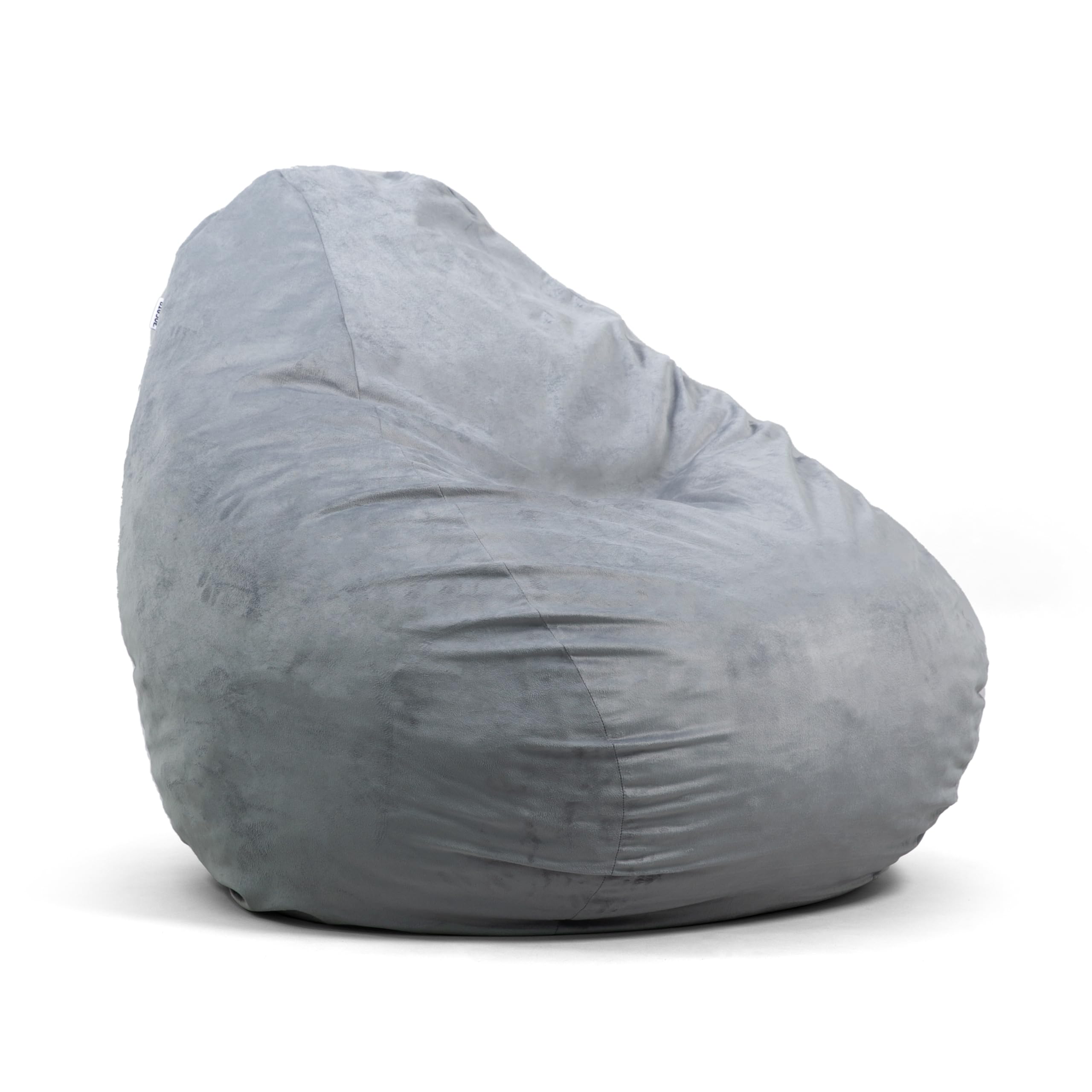 Big Joe Lotus Foam Filled Teardrop Bean Bag Chair - 4 Feet Large, Gray Plush, Soft Polyester Fabric with Removable Cover - Perfect for Living Room, Bedroom, Game Room & Dorm Relaxation