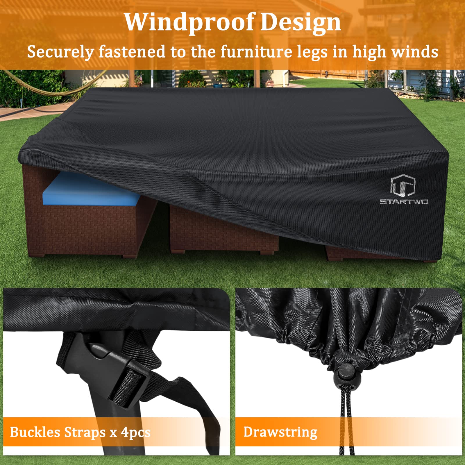 STARTWO Heavy Duty Waterproof Patio Furniture Cover for 7-12 Seats Outdoor Sectional Sofa Set - 98