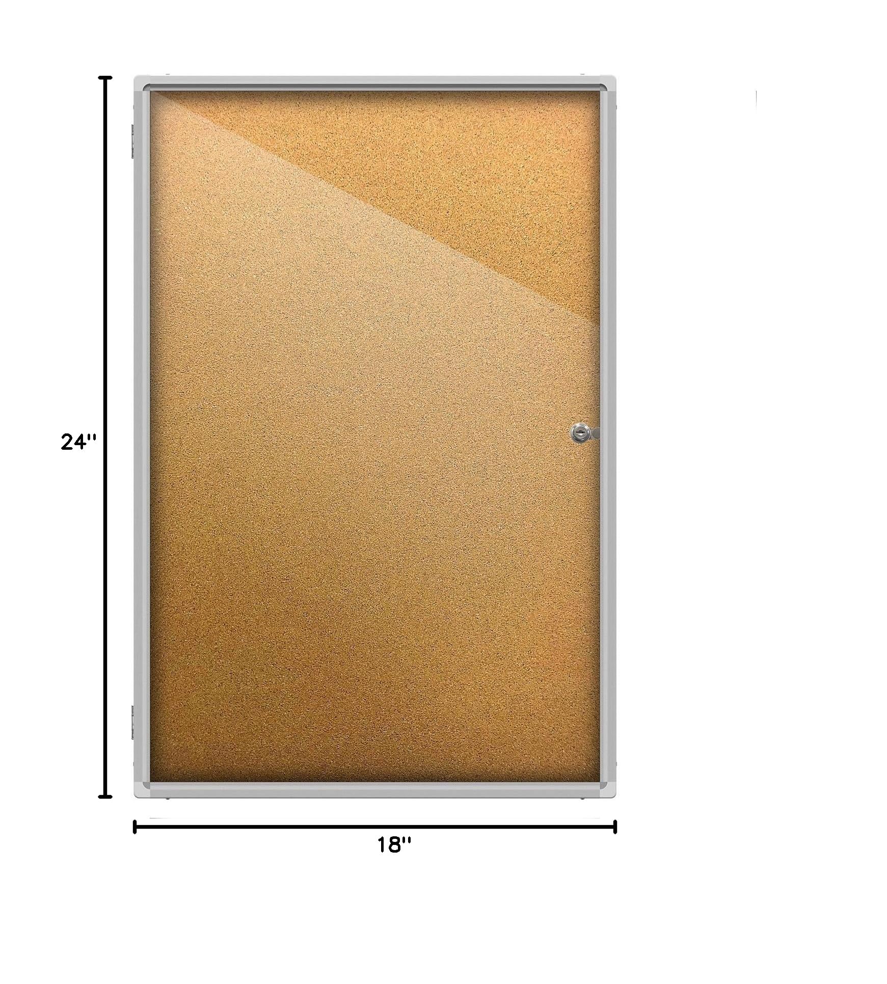 Lockable Aluminum Frame Cork Bulletin Board - 24