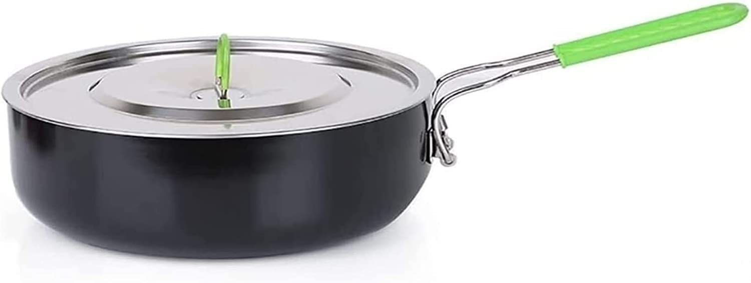 **Non-Stick Aluminum Alloy Wok Pot - Portable Folding Cookware Set for Outdoor Camping, Soup Making & Milk Heating (One Color)**    *Use Cases: Perfect for camping trips, picnics, dorm cooking, and quick meals at home.*