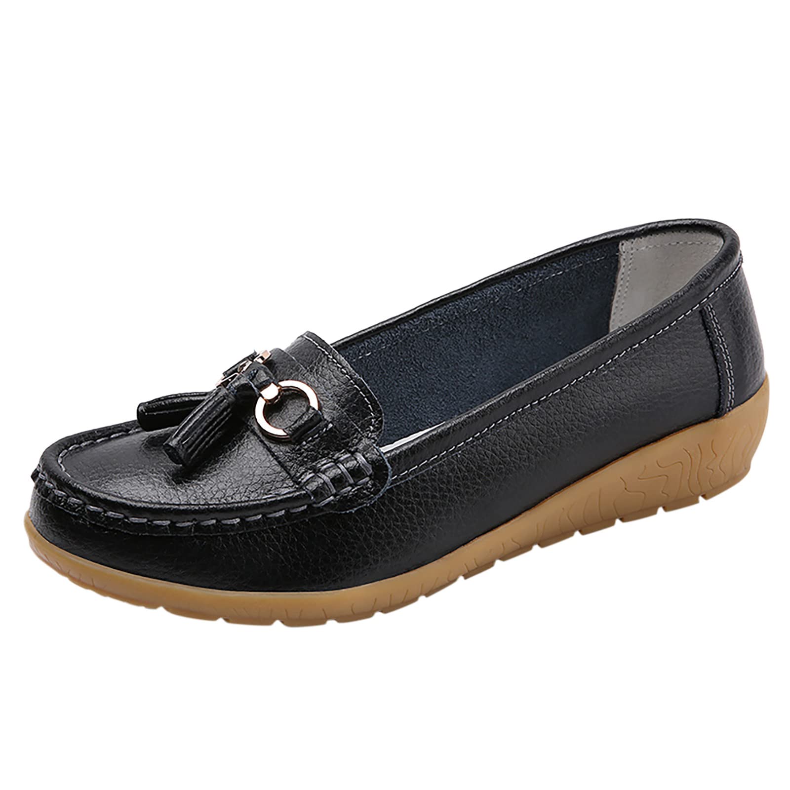 HCJYAL Women's Comfortable Leather Loafers - Slip On Flat Shoes for Walking, Work & Outdoor Activities | Stylish & Breathable Casual Shoes for Women
