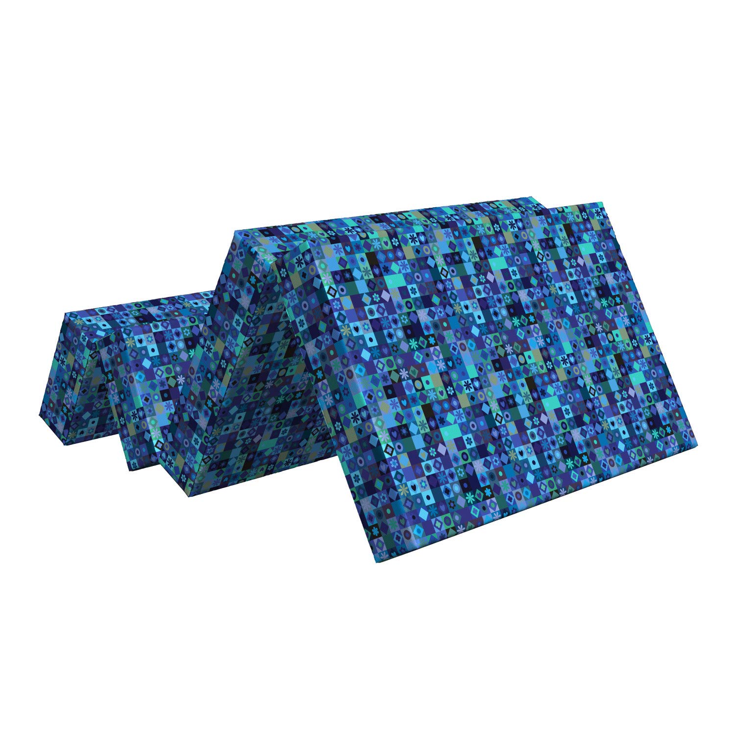 Ambesonne Blue Foldable Mattress - Play Cards Theme Design 74.8