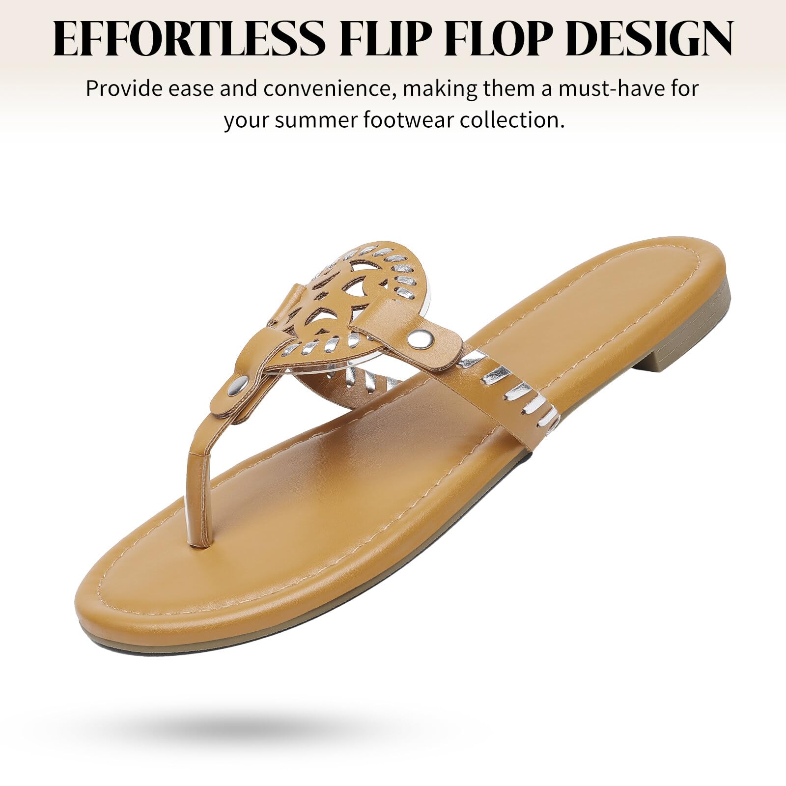 Katliu Women's Flat Sandals - Comfortable Flip Flop Thong Sandals for Summer | Cute & Dressy Beach Sandals for Casual Outings, Vacations & Poolside Relaxation