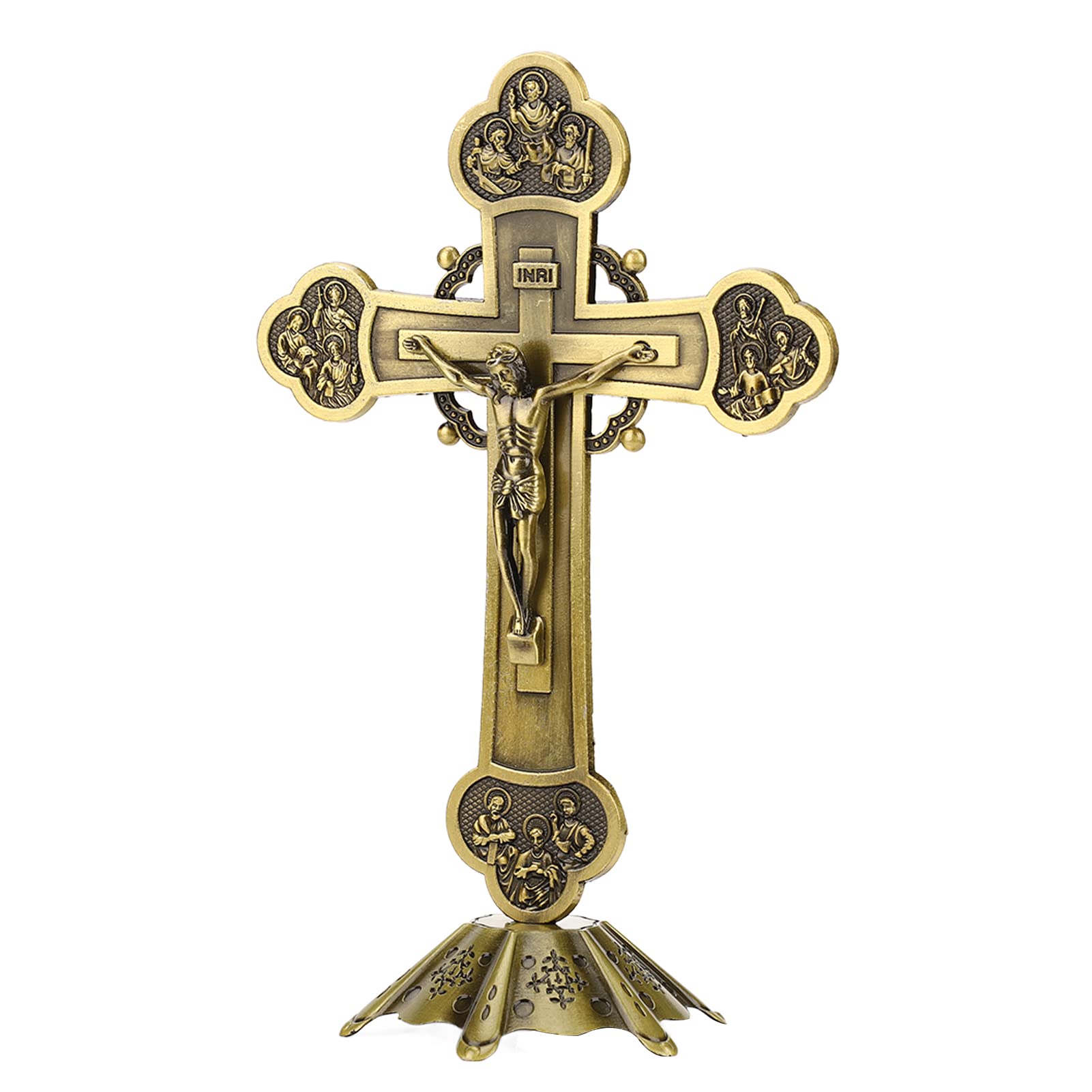Vintage Bronze Crucifix Figurine - Home, Car & Chapel Decor