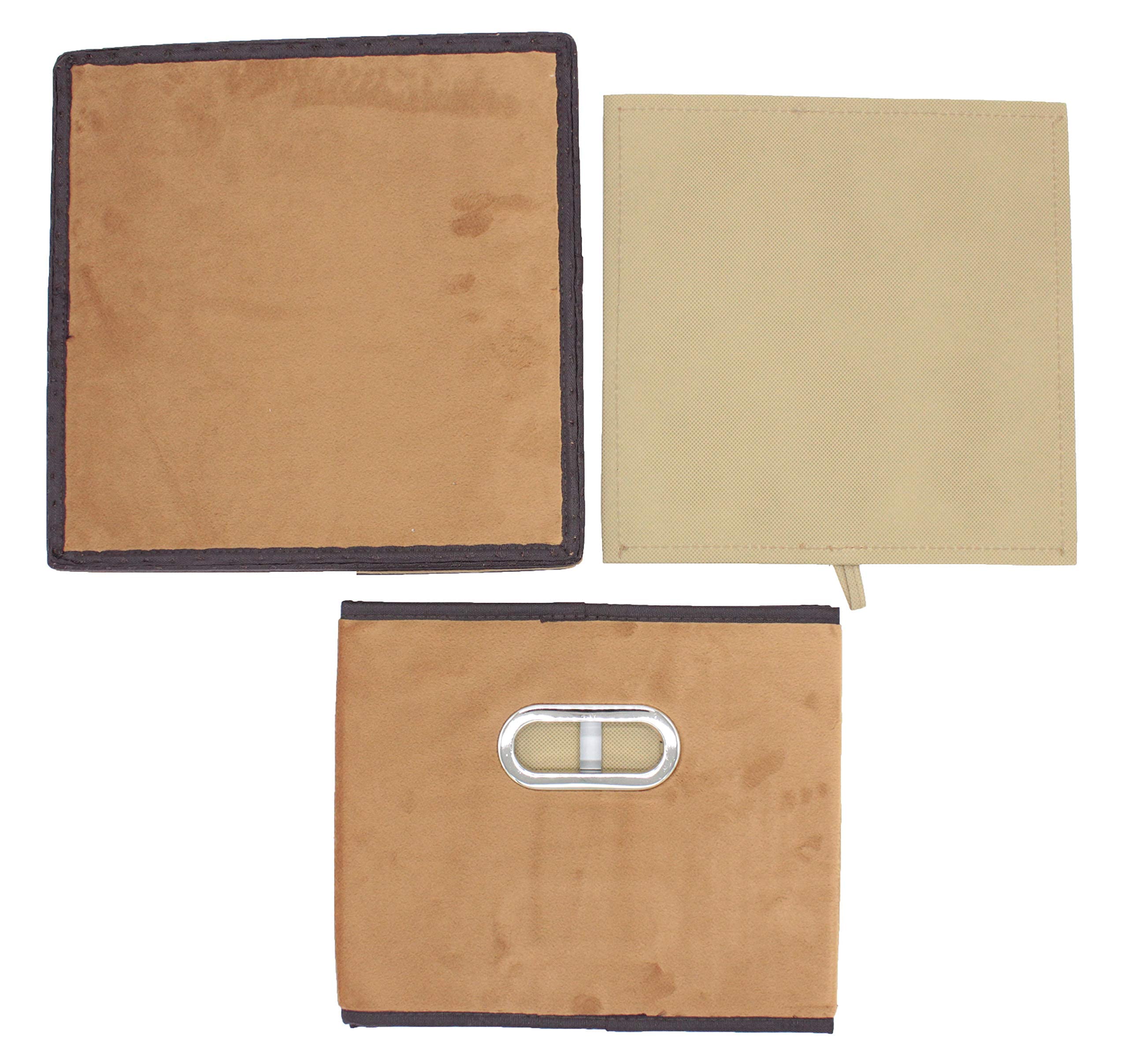 Brown Velvet Fabric Foldable File Cabinet Storage Box - 2 Pack Letter Size Hanging File Organizer with Lid for Home Office Organization & Document Storage