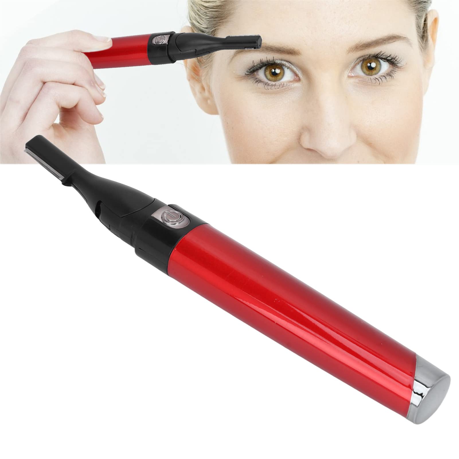 Electric Eyebrow Epilator for Women - Painless Facial Hair Removal, Safe & Effective at Home (Red) | Perfect for Eyebrow Shaping, Upper Lip & Chin Hair Removal