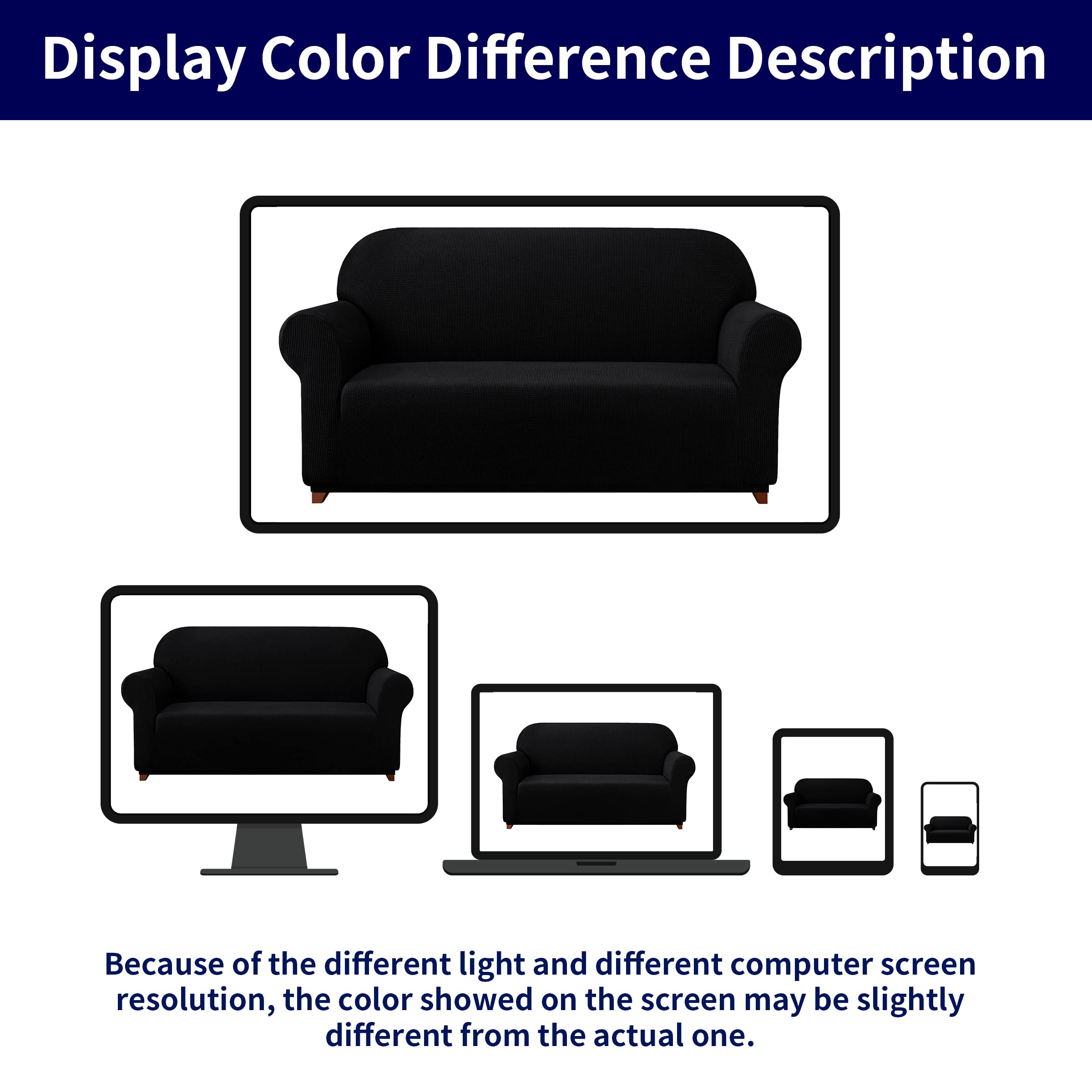 SUBRTEX Stretch Sofa Slipcover - 1 Piece Elastic Couch Cover with Bonus Cushion Cover for 4-Cushion Oversized Couches (Black, XL Size) - Perfect for Living Room Furniture Protection & Home Decor Upgrade
