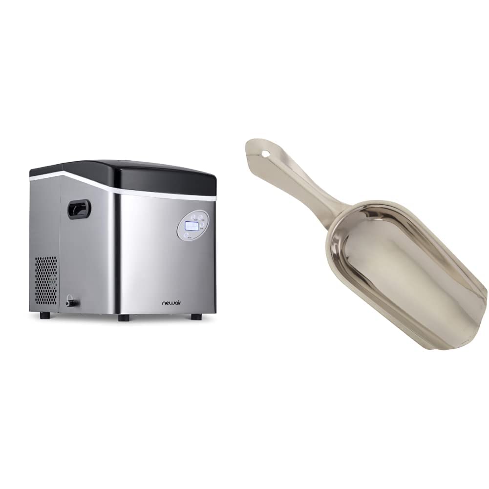 NewAir Portable Ice Maker - 50 lb Daily Capacity, Makes 12 Ice Cubes in Under 7 Minutes | Compact Countertop Ice Machine with 3 Ice Size Options | Includes Stainless Steel Ice Scoop | Perfect for Home, Office, Parties & Outdoor Use
