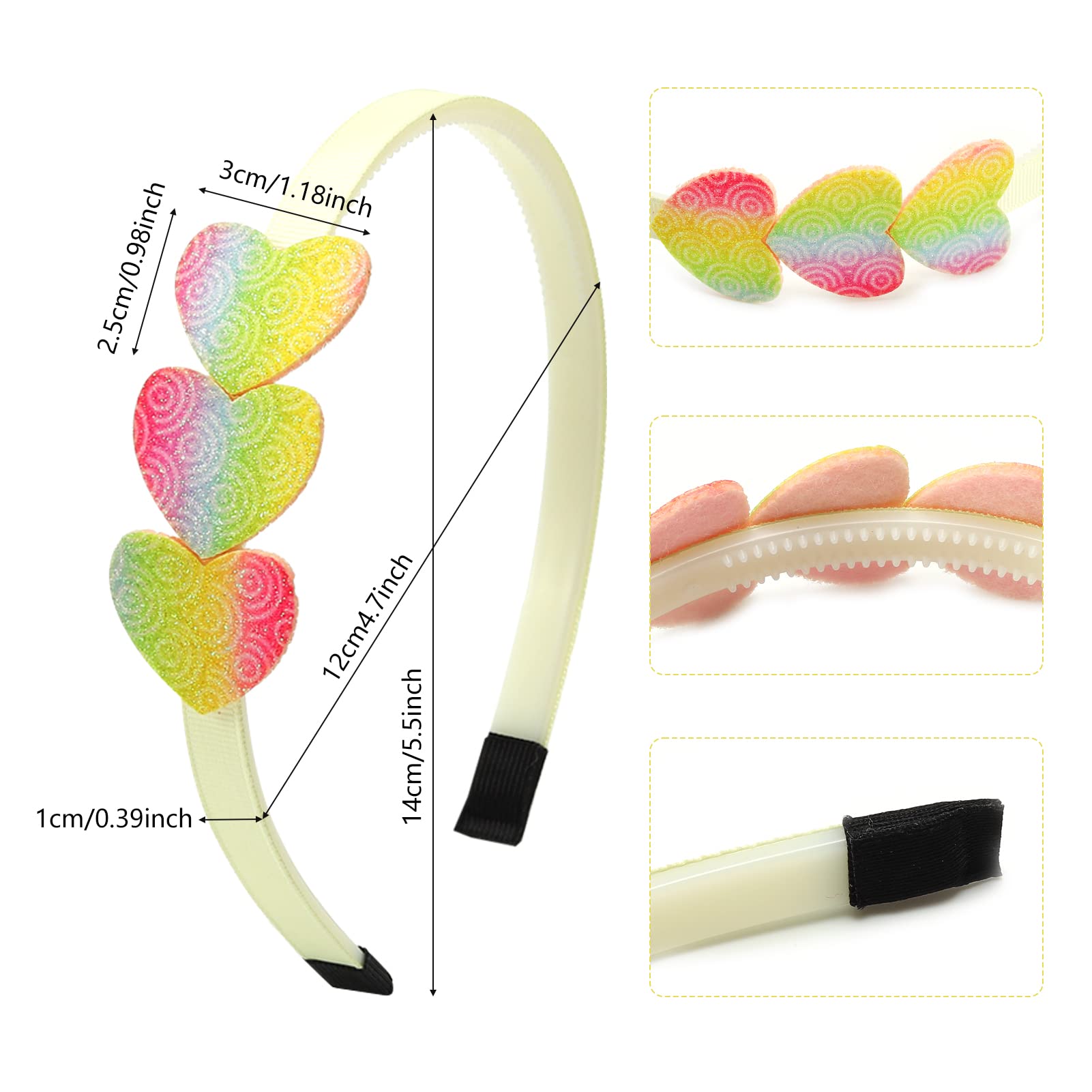 Sparkly Sequins Hair Bands for Girls - 10PCS Rainbow Glitter Headbands with Teeth, Cute Kids Bling Alice Bands (Star & Heart Designs) - Perfect for Birthday Parties, Dance Performances & Dress-Up Play