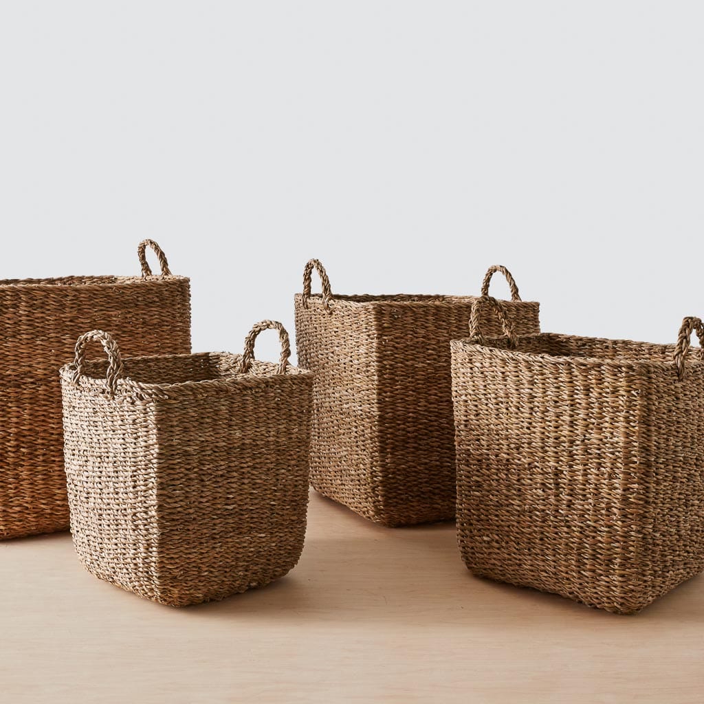 Padma Square Storage Baskets - Woven Decorative Bins for Home Organization - Perfect for Bedroom, Bathroom & Closet Storage