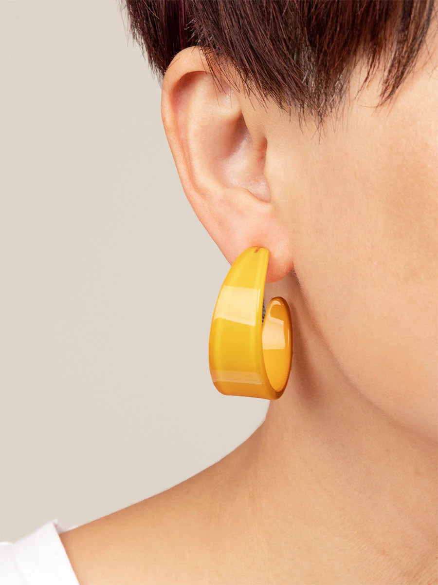 Chunky Resin Hoop Earrings for Women - Bold Orange Statement Jewelry - Boho Chic Accessories for Parties, Weddings & Everyday Wear