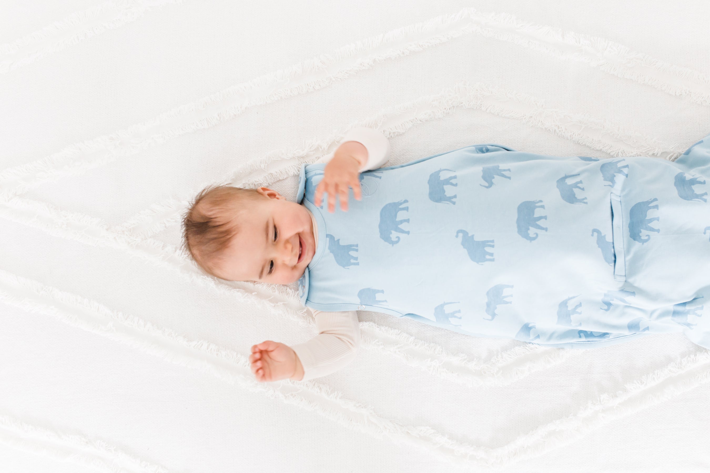 Ecolino® Adjustable Baby Sleep Sack - 100% Organic Cotton, Universal Size for 2 Months to 2 Years, Elephant Design - Perfect for Nursery, Daycare & Travel