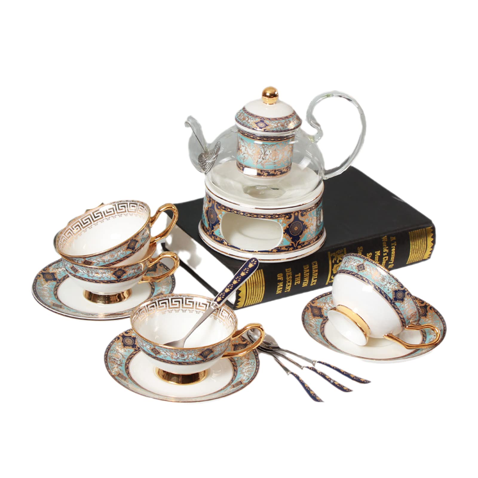 Premium 12-Piece Bone China Dinnerware Set for 4 - Elegant Plates, Bowls & Cups - Perfect for Thanksgiving, Christmas & Formal Dining - Dishwasher & Microwave Safe