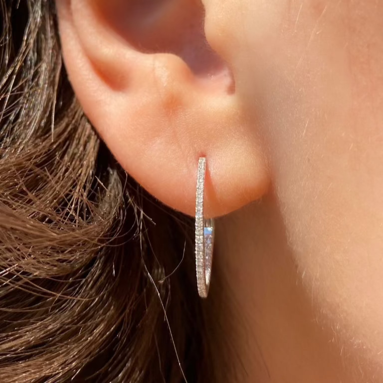 Diamond Hoop Earrings for Women - 14K Gold Plated Cubic Zirconia Studs - Perfect for Parties, Weddings & Everyday Wear