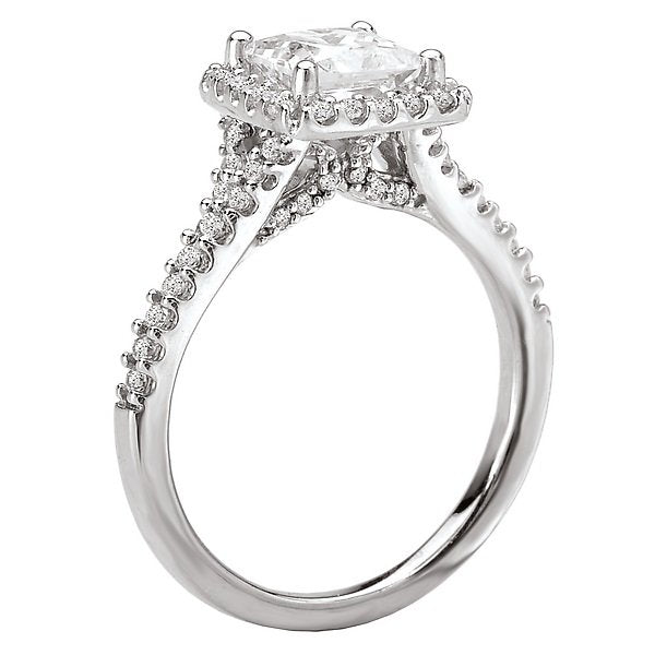 14KT 3/8 CTW Diamond Halo Engagement Ring Setting for 1 CT Princess/Cushion Cut - Perfect for Wedding Proposals & Anniversary Gifts
