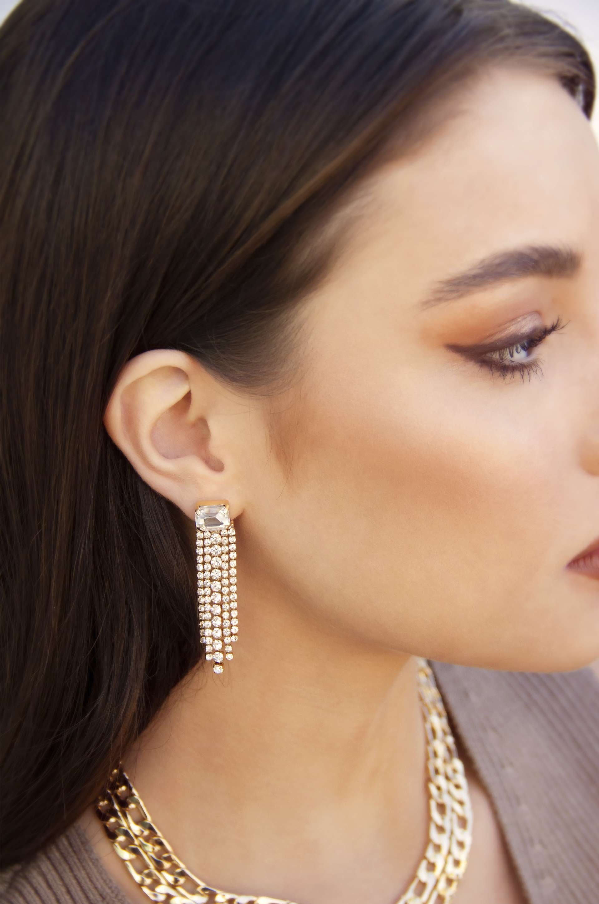 Elegant Crystal Fringe Drop Earrings for Women - Wedding, Party & Evening Wear - Dangle Earrings for Formal Occasions