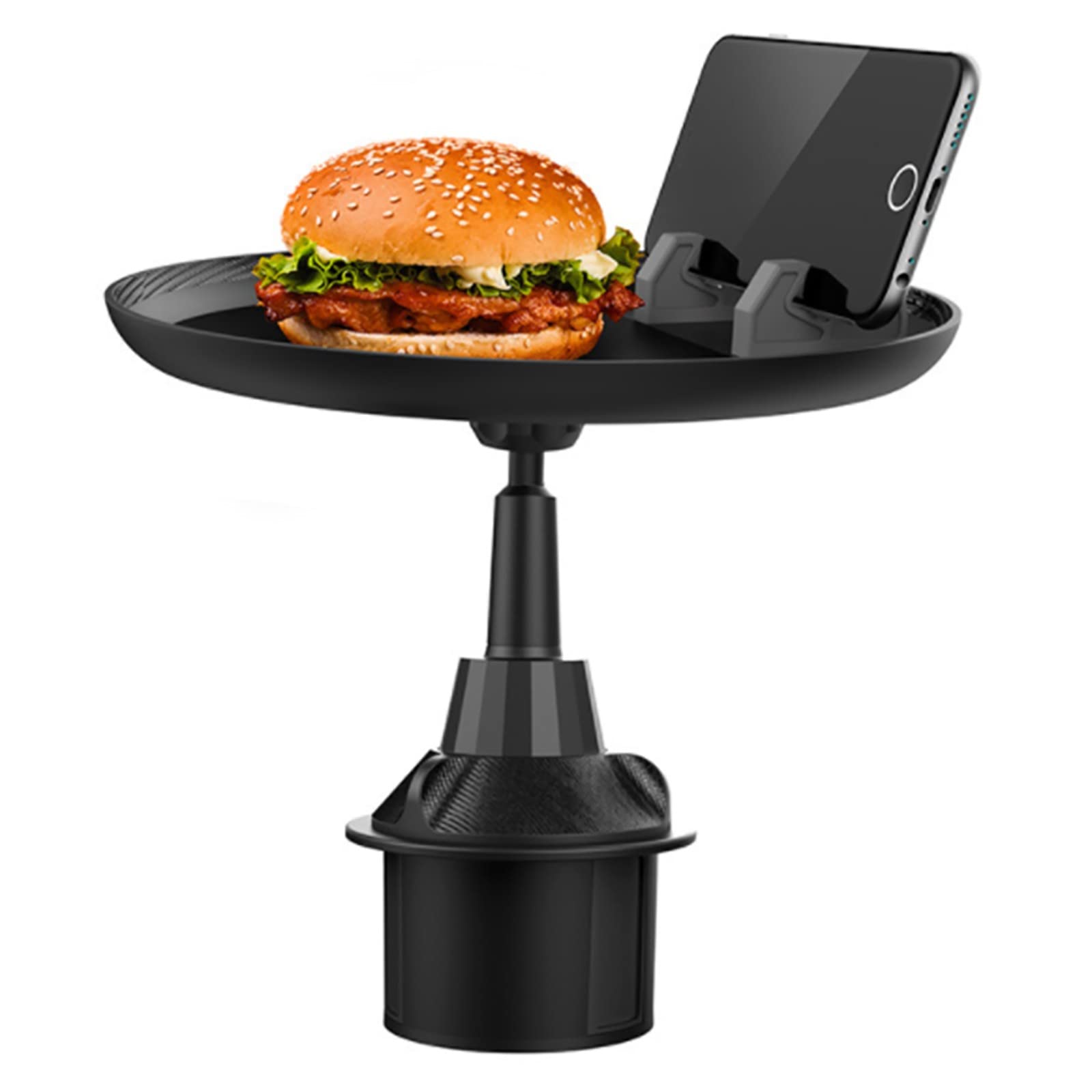 360° Swivel Car Cup & Phone Holder - Portable Tray Stand for Fast Food, Coffee & Office Use