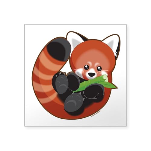 Clear - Red Panda Square Sticker 3 X 3