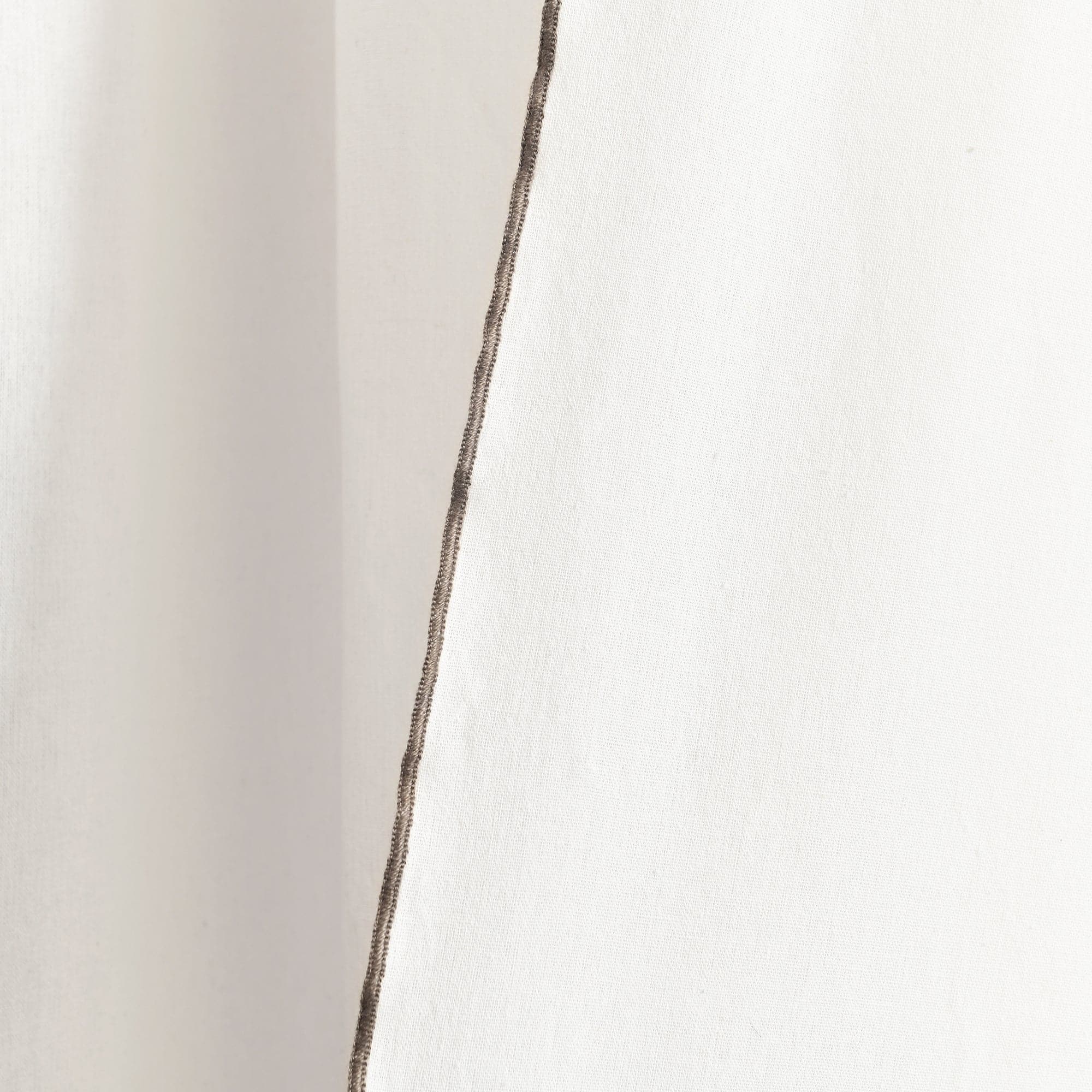 Modern Faux Linen Embroidered Edge Window Curtain Panel Set with Attached Valance - Elegant Home Decor for Living Room, Bedroom & Dining Room