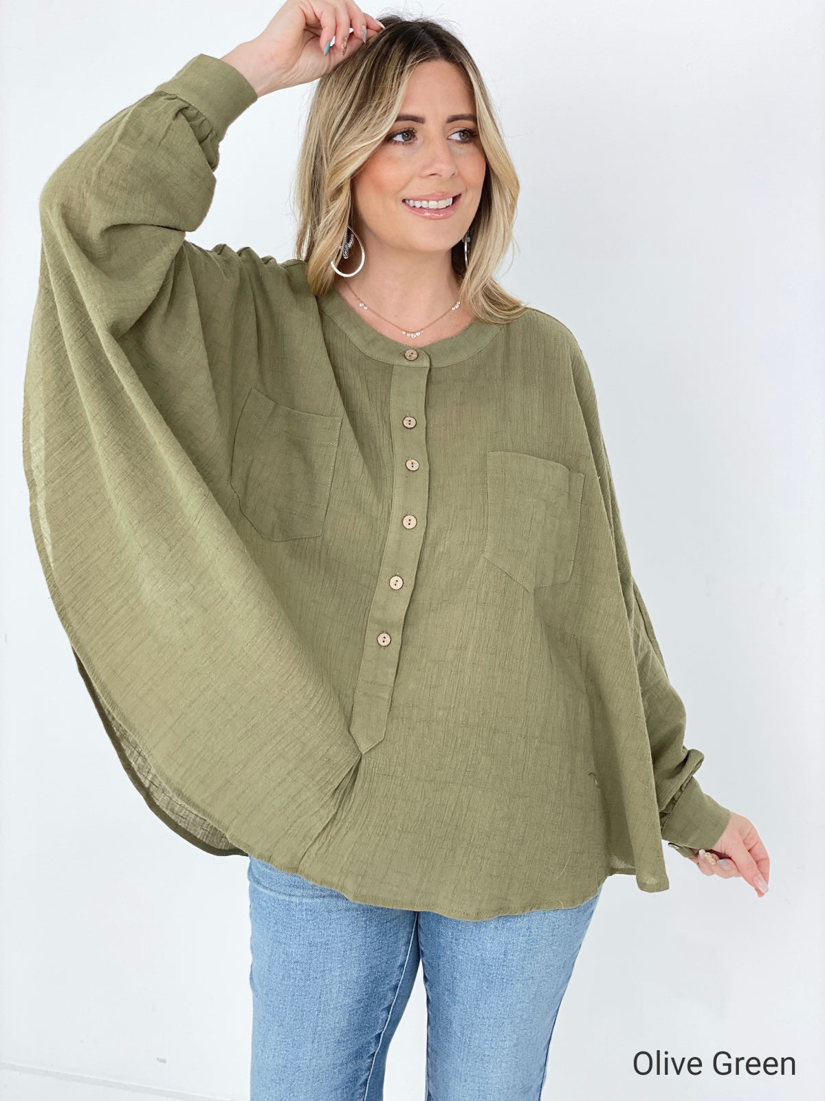 Stylish Oversized Cotton Linen Top for Women - Comfortable Textured Blouse for Casual Wear, Work & Travel