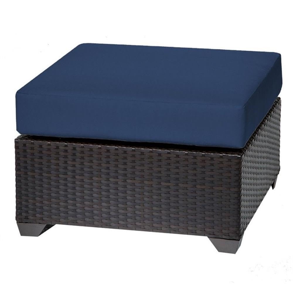 BOWERY HILL Navy Blue Outdoor Patio Ottoman - Waterproof & Weather-Resistant for Garden, Deck, Poolside, and Backyard Relaxation