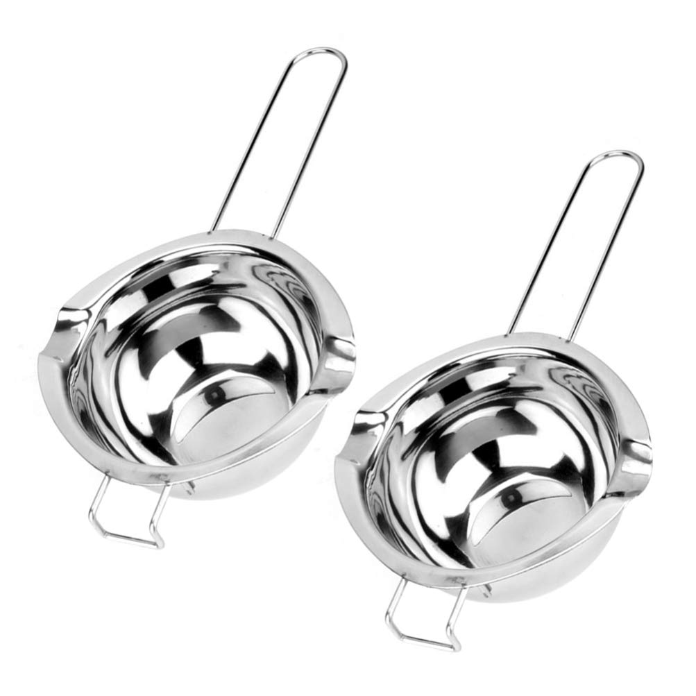 Hemoton 2-Piece Stainless Steel Double Boiler Melting Pot with Handle - Perfect for Melting Chocolate, Wax, Candy, Candle Making & Coffee | Ideal for Home Kitchen, DIY Crafts & Professional Confectionery Use