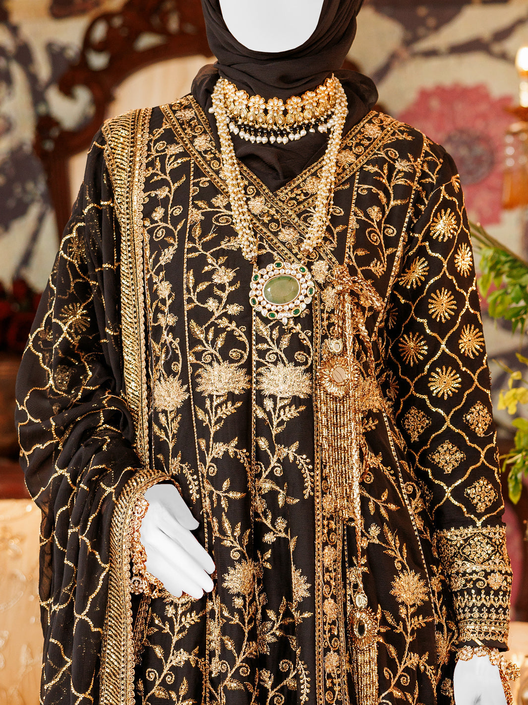 Elegant Black Chiffon Stitched Suit by J. Junaid Jamshed - Perfect for Weddings, Parties & Formal Occasions