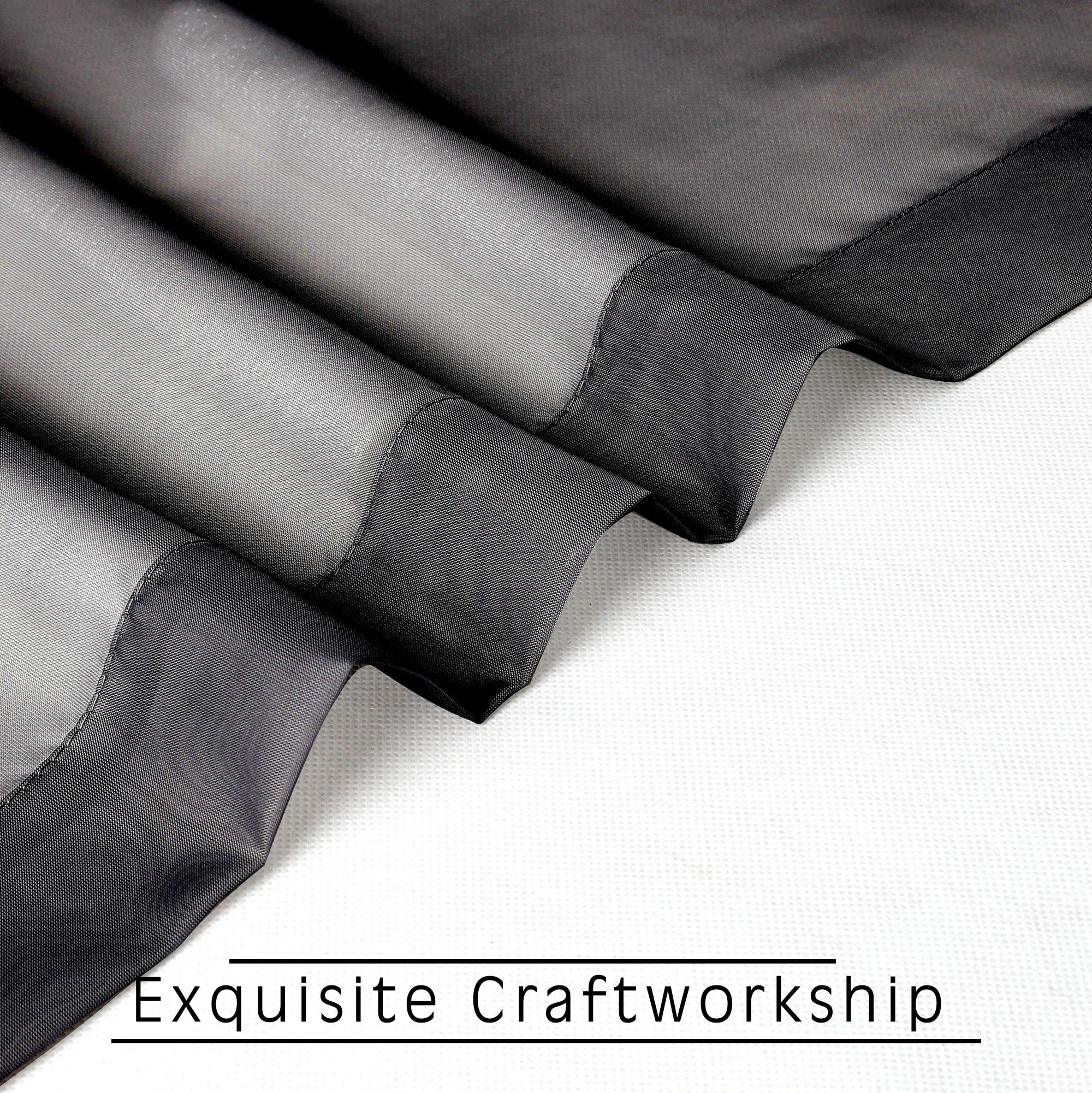 OVZME 45 Inch Black Sheer Voile Curtains - 2 Panel Set with Rod Pocket for Small Windows (42