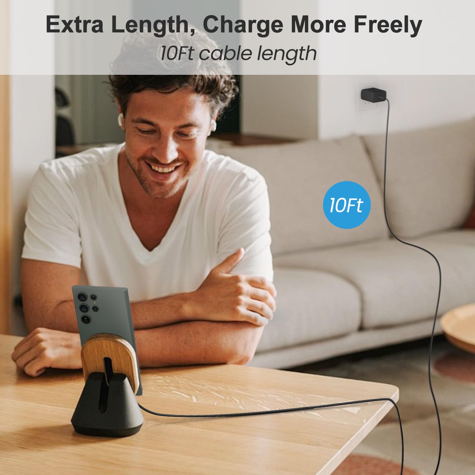 45W Super Fast USB C Wall Charger with 10FT Cable (2-Pack) - PD 3.0 Quick Charge for Samsung Galaxy S25/S24/S23/S22/S21/S20/S10/S8/Note 20 Series - Perfect for Home, Office & Travel Charging
