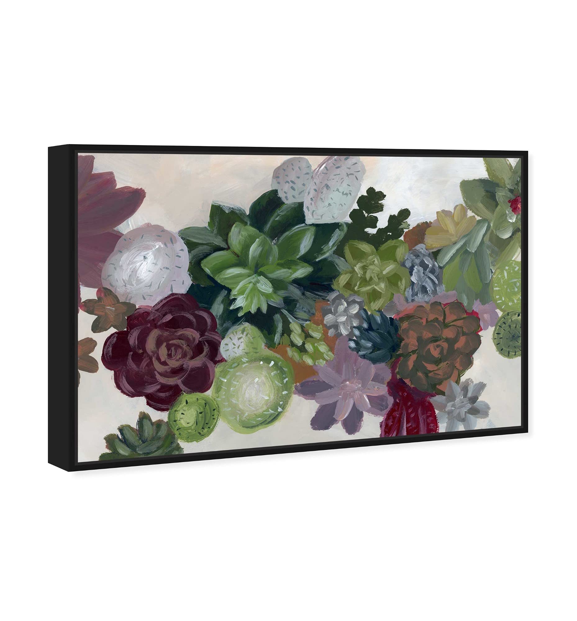 Oliver Gal Floral Wall Art Canvas Print - 15x10 Inch Botanical Cactus Garden Decor with Black Floating Frame | Perfect for Living Room, Bedroom & Office Wall Decor