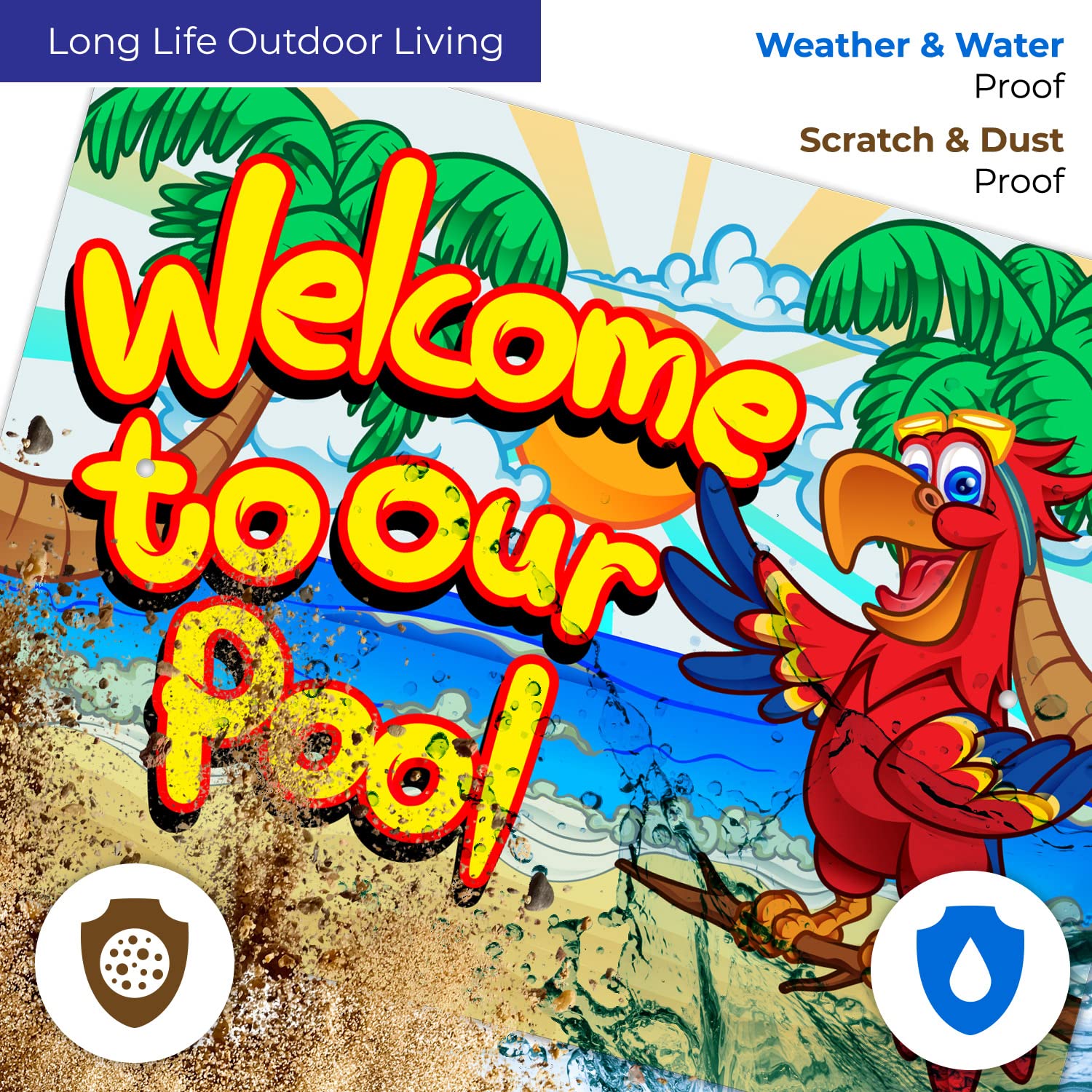 Welcome to Our Pool Sign - 18x24 Inches Outdoor Pool Decor, 55 Mil Thick HDPS (High Density Polystyrene) - Perfect for Backyard, Resort, Community & Hotel Pools - Made in USA