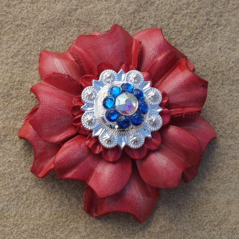 Pink Carnation Flower Hair Clip with Bright Silver Capri and AB 1 Concho - Perfect for Weddings, Parties & Everyday Hair Accessories