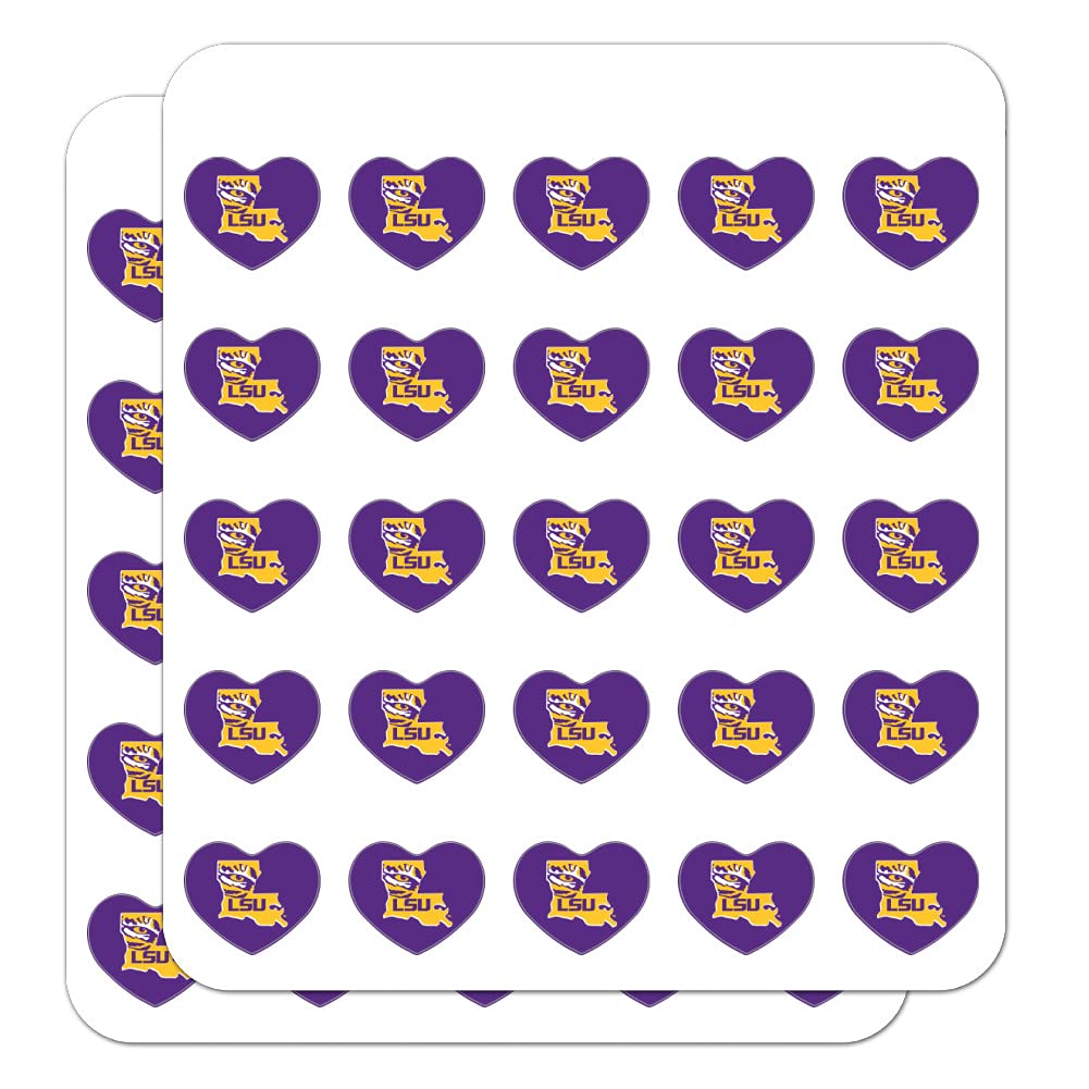 LSU Tiger State Mark Heart Shaped Planner Stickers - Scrapbook & Craft Decals for Journals, Calendars, DIY Projects - Perfect for School, Office & Home Organization