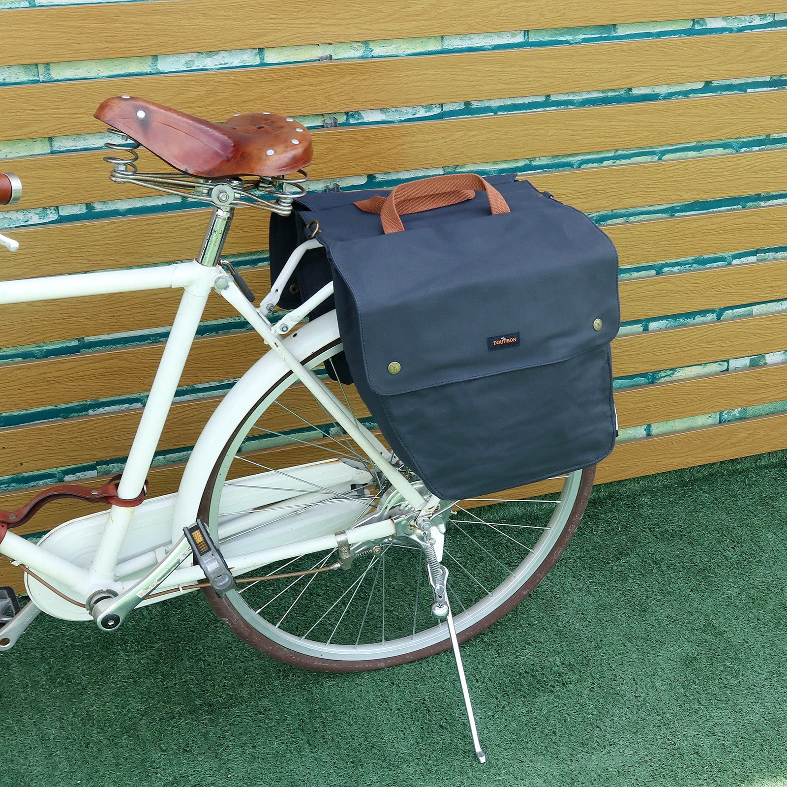 Waterproof Canvas Bike Pannier Bag - Foldable Rear Seat Trunk Bag for Bicycles (Roll-Up Design, Double Storage) - Perfect for Commuting, Grocery Shopping & Outdoor Adventures
