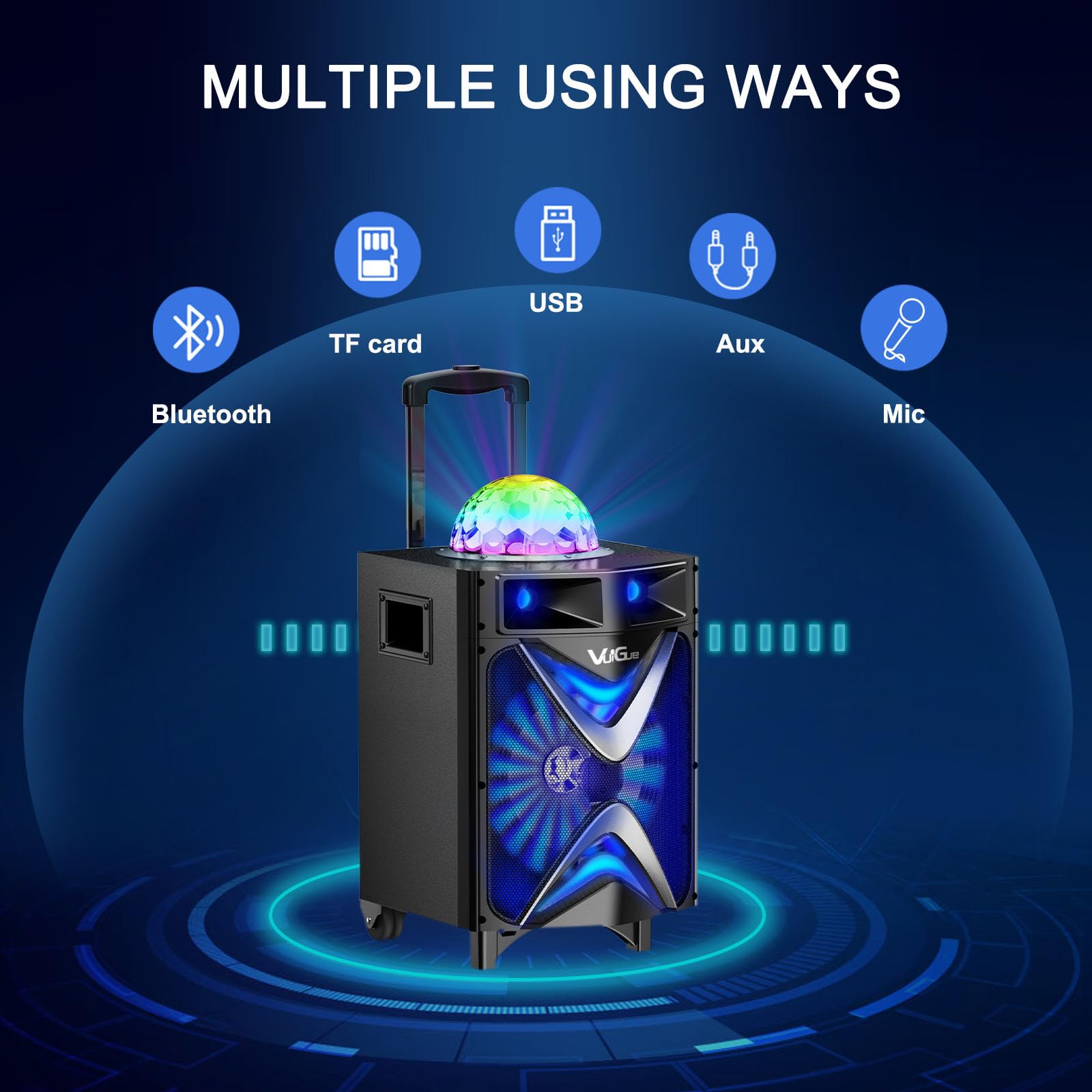 Portable Bluetooth Karaoke Machine for Adults with 10