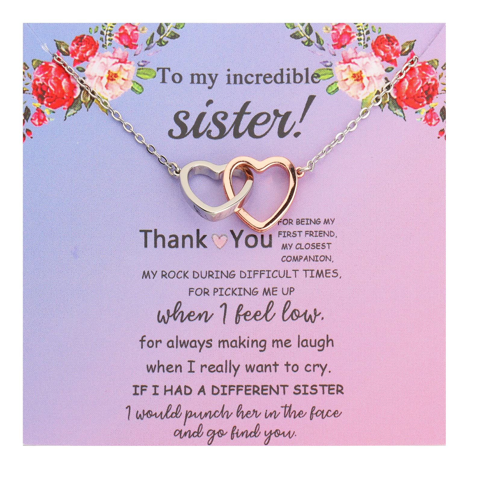 FEELMEM Sister Necklace - Best Friend Jewelry Gift for Sister, Soul Sister & Bestie - Unbiological Sister Gift for Big/Little Sister - Perfect for Birthdays, Anniversaries & Friendship Day