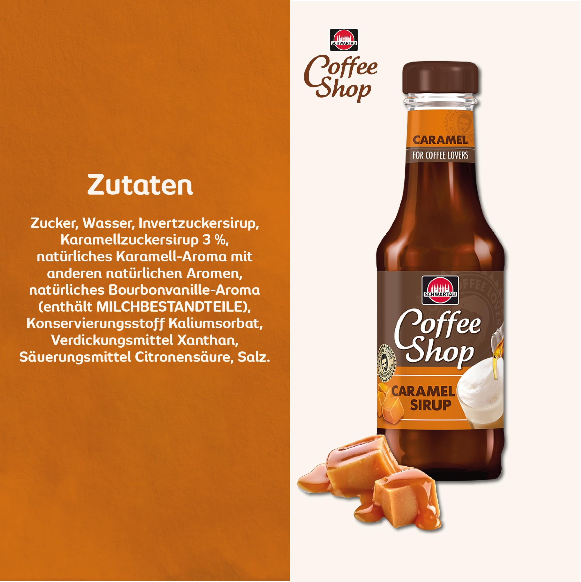 Schwartau Coffee Shop Caramel Syrup - Premium Coffee Flavor Enhancer, 200ml Bottle - Perfect for Lattes, Cappuccinos, and Desserts