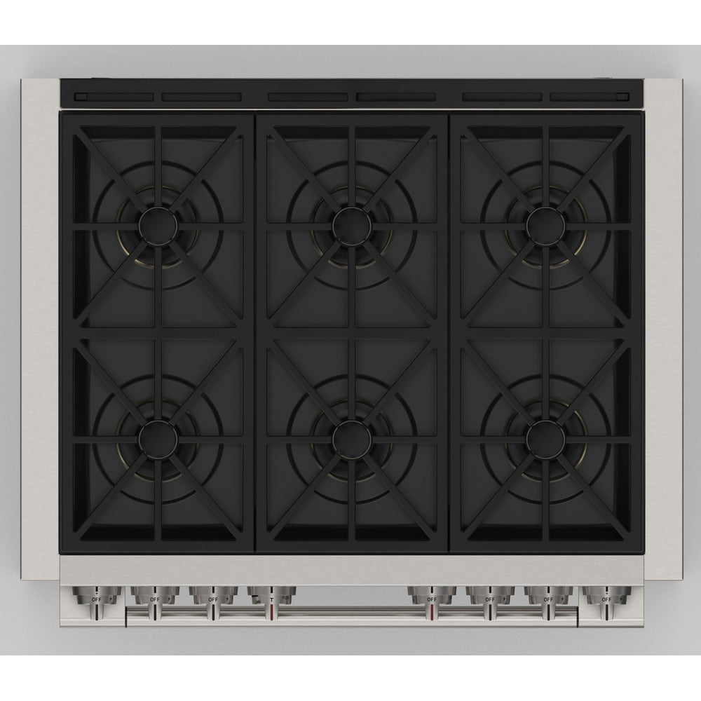 Fulgor Milano 36 Inch 600 Series Pro All Gas Range with 6 Burners - Stainless Steel Commercial Style Stove (Model F6PGR366S2) for Professional Kitchens & Home Chefs