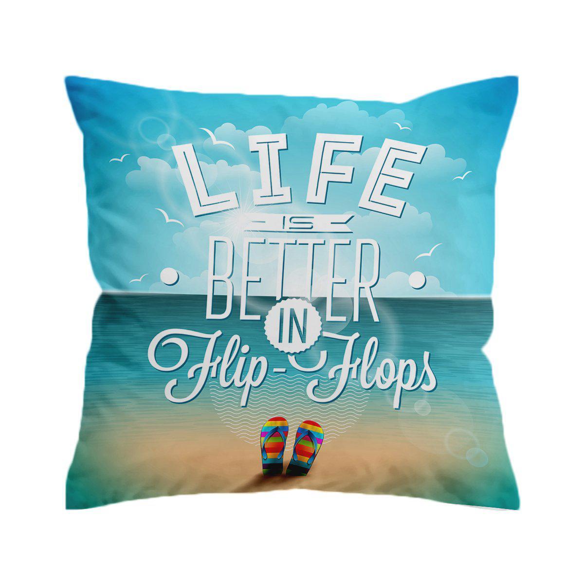 Way of Life Flip Flops Decorative Pillow Cover - Soft & Stylish Throw Pillow Case for Beach House, Boho Bedroom & Summer Home Decor