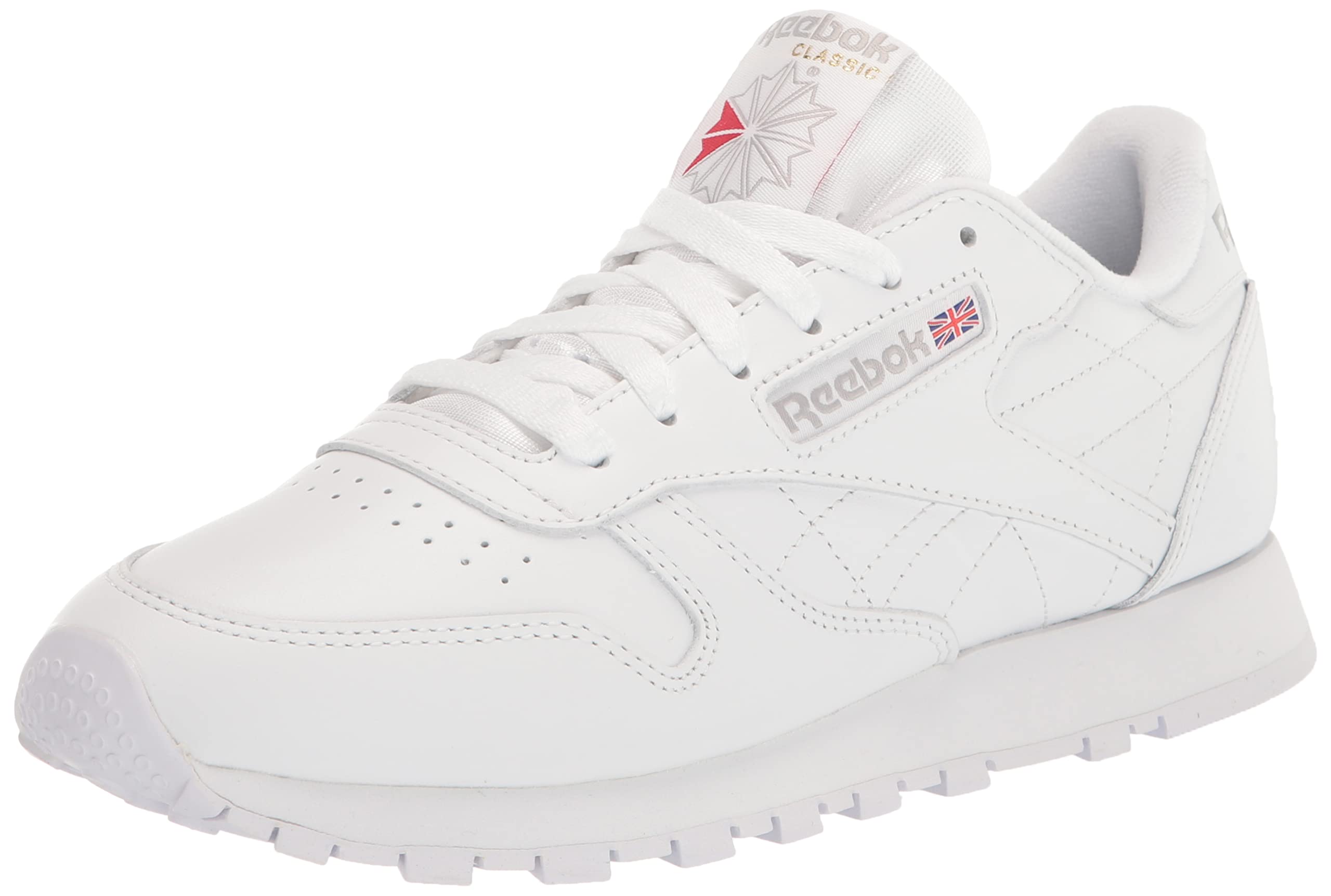 Reebok Classic Leather Women's Sneakers - White & Red Multicolor Size 40 EU | Comfortable Casual Shoes for Running, Walking & Everyday Wear