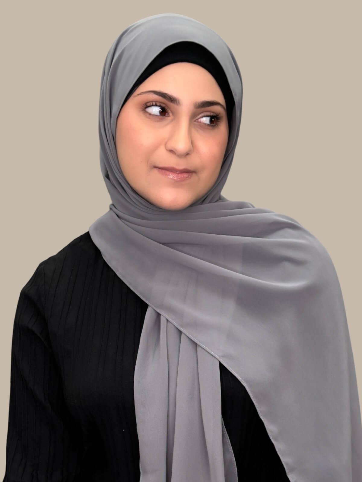 Luxury Chiffon Hijab for Women - Modish Girl Fossil Grey Scarf - Perfect for Daily Wear, Prayer, and Special Occasions