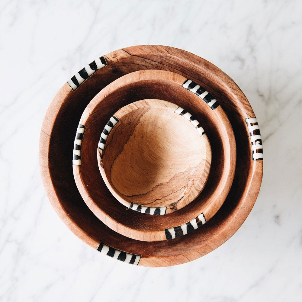 Handcrafted Wild Olive Wood Serving Bowl Set - Natural, Durable & Eco-Friendly for Salads, Fruits, Snacks - Perfect for Dinner Parties, Picnics & Home Decor