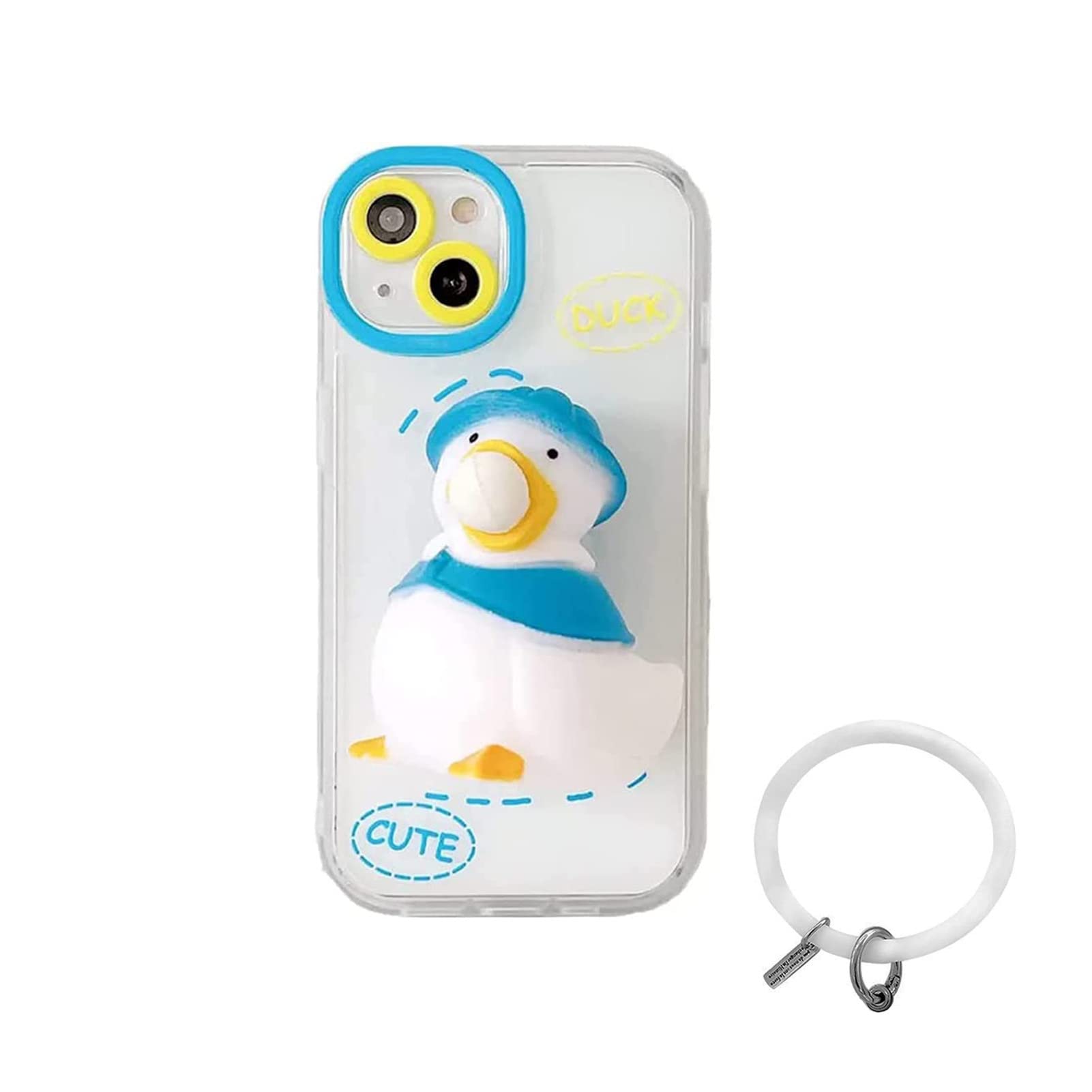 3D Squeeze Silicone Duck Phone Case for iPhone 11 - Bubble Duck Decompression Finger Pinch Case with Phone Ring Holder - Cute 3D Soft TPU Duck Case in Blue - Perfect for Stress Relief, Fun Gifts & Daily Use