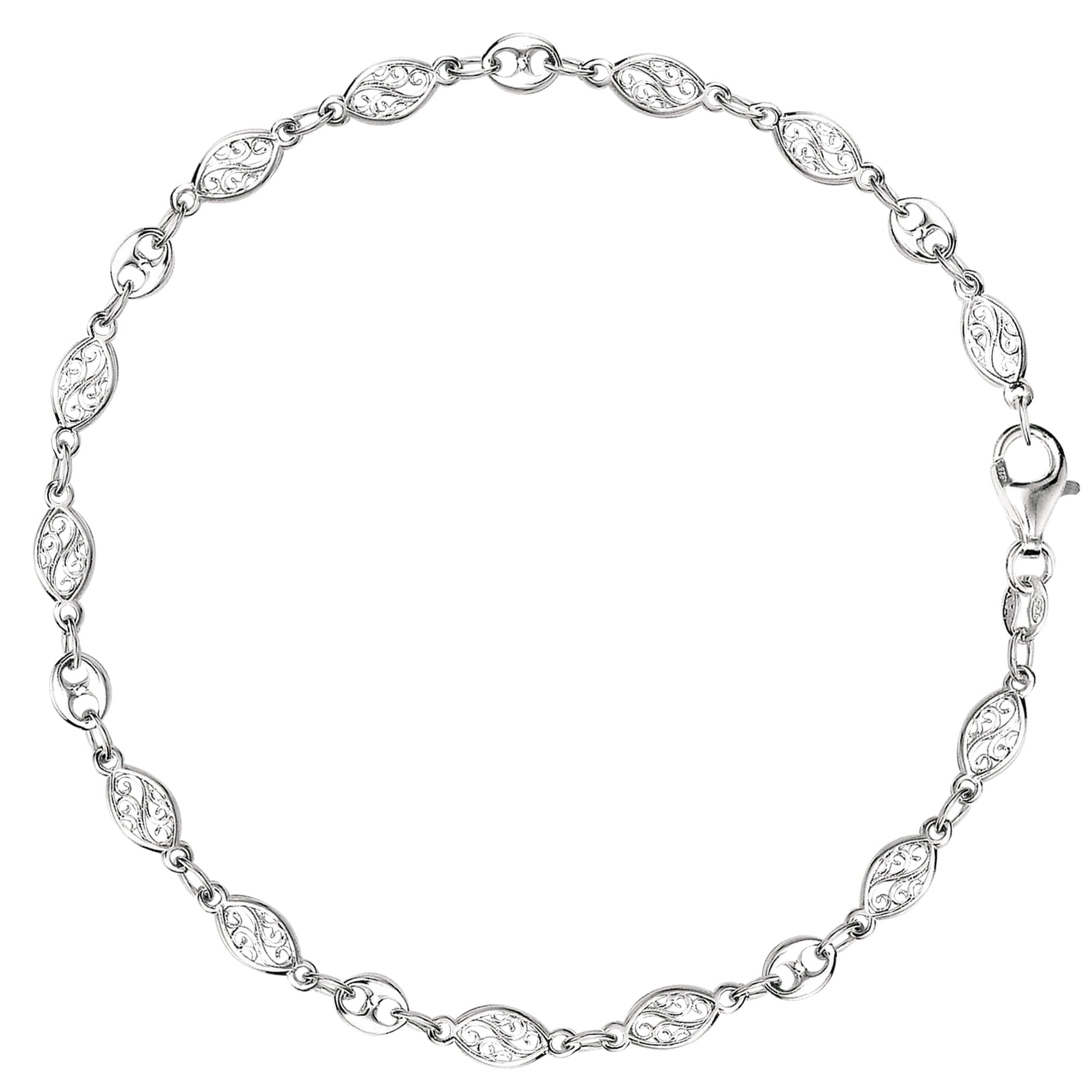 Elegant Mixed Filigree & Mariner Link Sterling Silver Anklet - Perfect for Beach Weddings, Summer Outfits & Boho Jewelry Collection